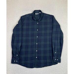 Gustin Shirt Mens 2XLT Tall Blue Green Plaid Long Sleeve Button Down Made in USA